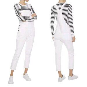 Frame Denim Le Garcon White Denim Overalls ASO Rhianna Isabella Calthorpe Size M